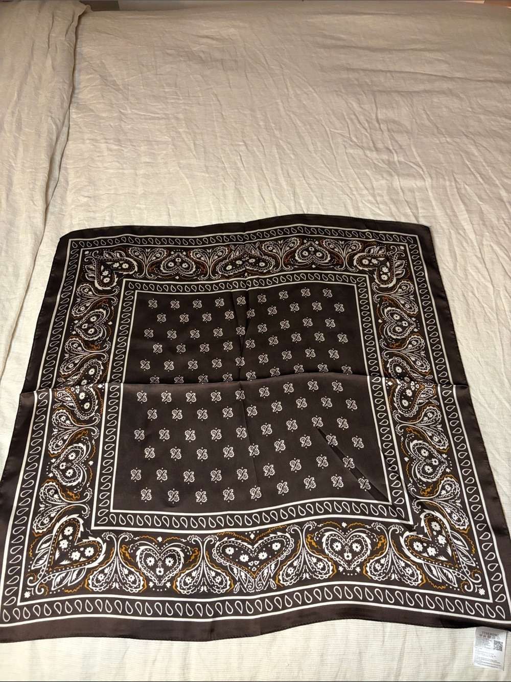 Brown Paisley Bandana Scarf - Neutral Accessory